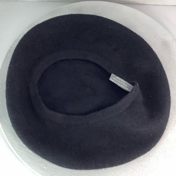 V. Fraas Black Wool Beret Accessory Women Hats Fits Most Rn 66349 Academia - Picture 6 of 8